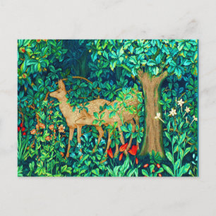 Art Nouveau Forest Deer Tapestry Print Postcard