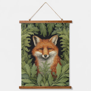 Art nouveau fox in the forest hanging tapestry
