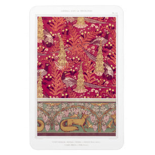 Art nouveau fox pheasant Foxglove verneuil  Magnet
