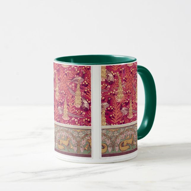 Art nouveau fox pheasant Foxglove verneuil red  Mug (Front Right)