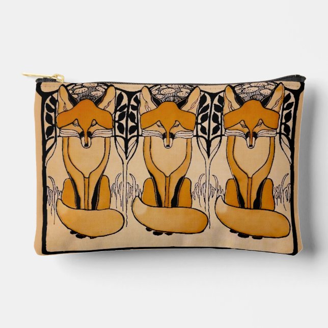 Art Nouveau foxes Accessory Pouch (Front)