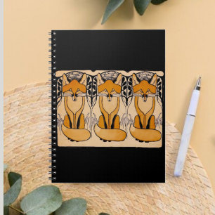 Art Nouveau Foxes Illustration Woodland Wildlife Notebook