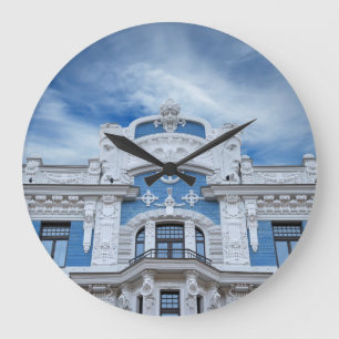 Art Nouveau Fragment: Riga's Architectural Detail Large Clock