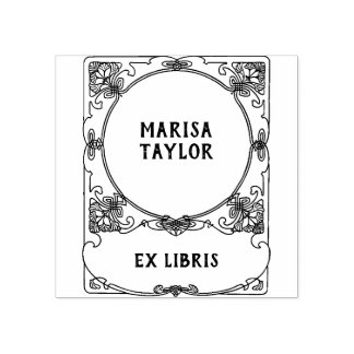 Art nouveau frame ex libris rubber stamp