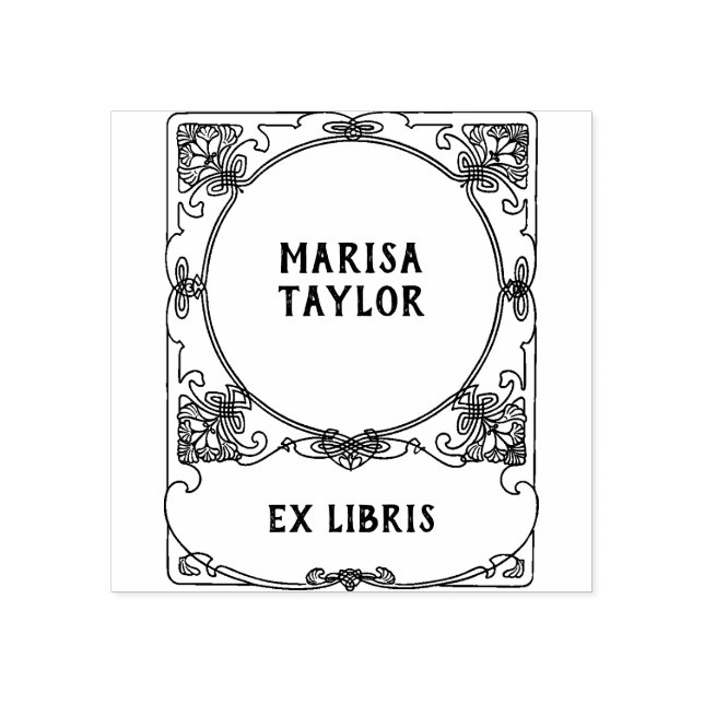 Art nouveau frame ex libris rubber stamp (Imprint)