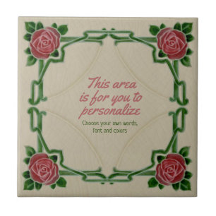 Art Nouveau Frame Roses Repro Tile to Personalize