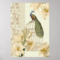 art nouveau french lily vintage birdcage peacock