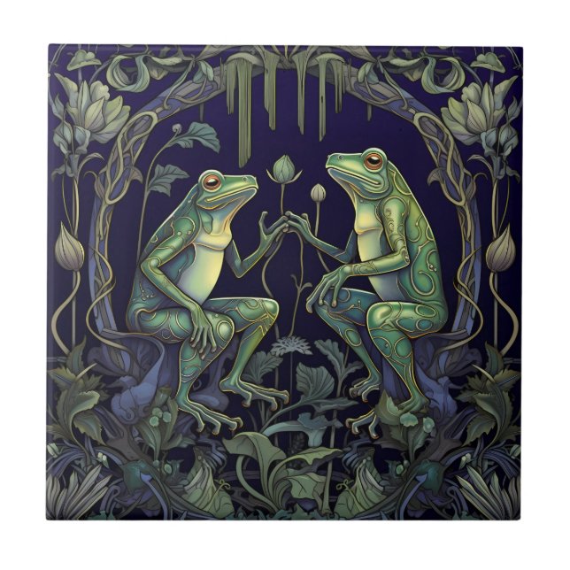 Art Nouveau Frogs Tile (Swamp Collection) (Front)