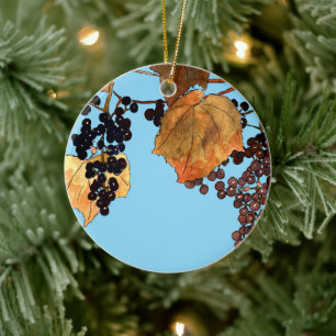 Art Nouveau Frost Grapes Ceramic Ornament