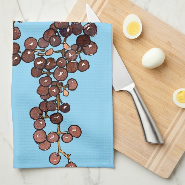 Art Nouveau Frost Grapes Kitchen Towel (Quarter Fold)