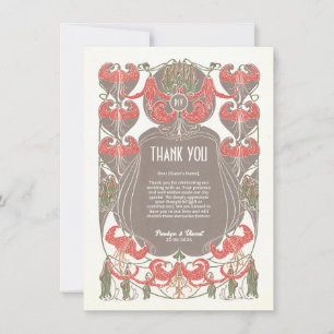 Art Nouveau Fuchsia Elegance Thank You Card
