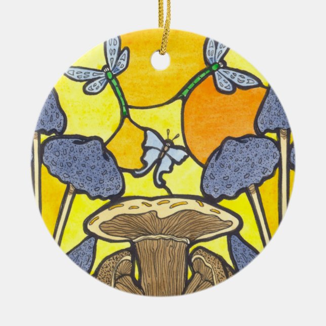 Art Nouveau Fungi Ceramic Ornament (Front)