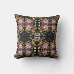 Art Nouveau Garden of Pansies Vintage Throw Pillow