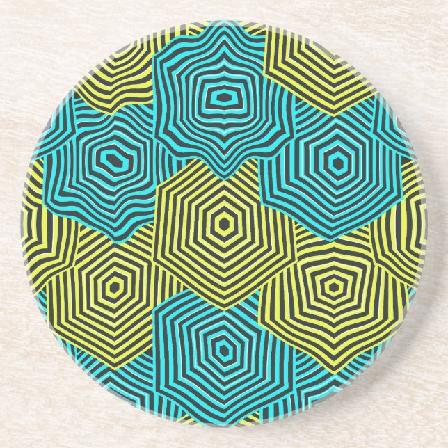Art Nouveau Geometric Pattern  Coaster (Front)