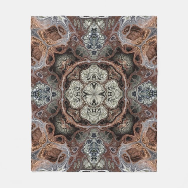 Art nouveau geometric vintage pattern  fleece blanket (Front)