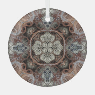 Art nouveau geometric vintage pattern  glass ornament