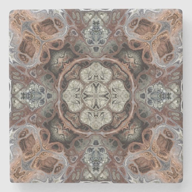 Art nouveau geometric vintage pattern  stone coaster (Front)