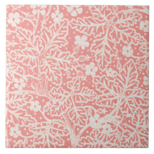 Art Nouveau geranium bush pattern pink Tile