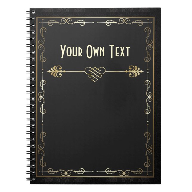 Art Nouveau Gilded on Black Notebook (Front)