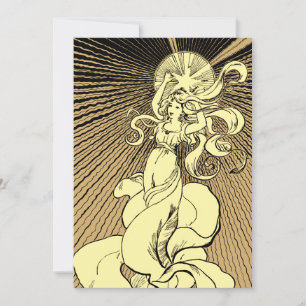 Art Nouveau Girl With Shining Star Holiday Card