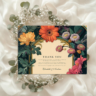 Art Nouveau Gold Frame Wedding Thank You Card