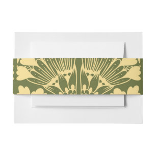 Art Nouveau Gold Green Botanical Invitation Invitation Belly Band