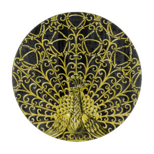 Art Nouveau Gold Peacock Cutting Board