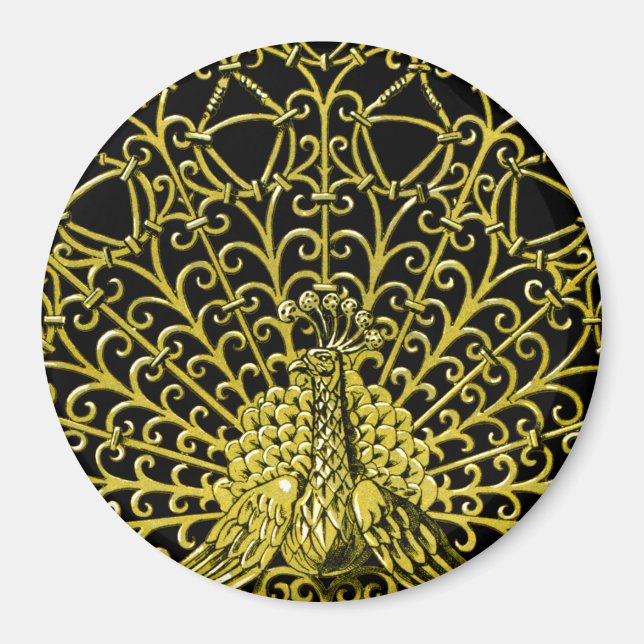 Art Nouveau Gold Peacock Magnet (Front)