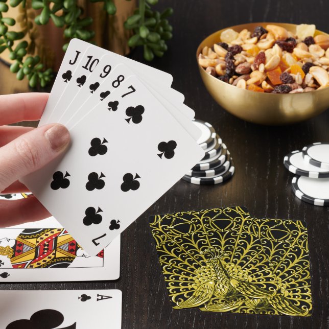 Art Nouveau Gold Peacock Playing Cards (In Situ)