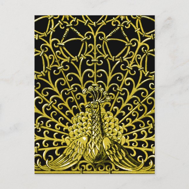 Art Nouveau Gold Peacock Postcard (Front)