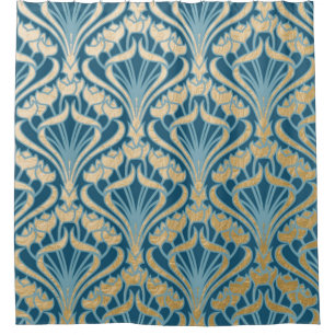Art nouveau,gold,teal,pattern,damask,Victorian,bel