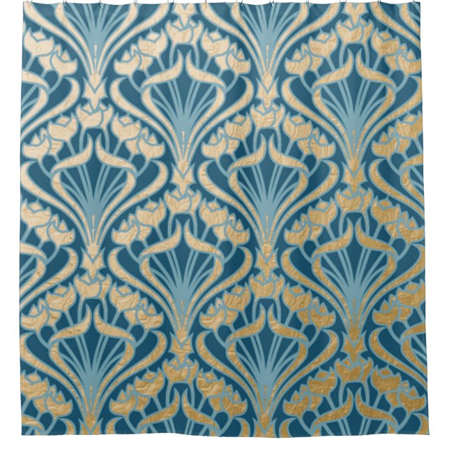 Art nouveau,gold,teal,pattern,damask,Victorian,bel (Front)