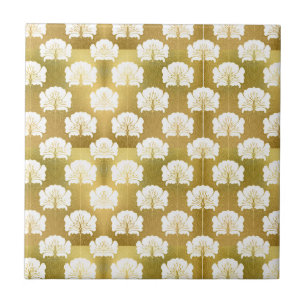 Art nouveau,Gold & white, pattern, vintage, deco,t Tile