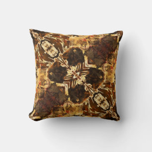 Art Nouveau: Golden Brown Vintage Throw Pillow