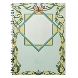 Art Nouveau Golden Mimosa Spiral Notebook
