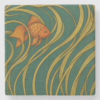 Art Nouveau Goldfish Stone Coaster
