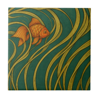 Art Nouveau Goldfish Tile