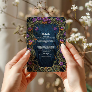 Art Nouveau Gothic Halloween Wedding Enclosure Card
