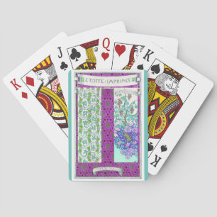 Art nouveau Grapevine floral vintage teal purple Playing Cards