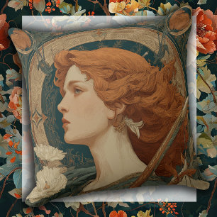 Art Nouveau Greek Goddess Throw Pillow