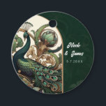 Art Nouveau Green Emerald Vintage Peacock Wedding Favour Tags<br><div class="desc">customize with or without text</div>