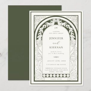 Art Nouveau Greenery Arch Wedding Invitation