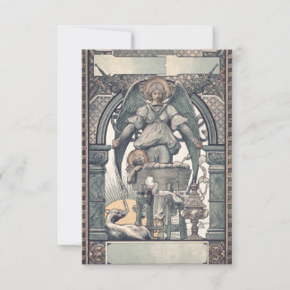Art Nouveau Guardian Angel Blessing Holy Card