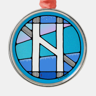 Art Nouveau Hagalaz Rune of Transformation Metal Ornament