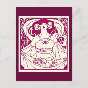 Art Nouveau Harvest Lady Postcard
