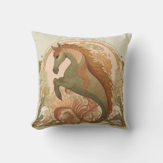 Art Nouveau - Hippocampus Throw Pillow