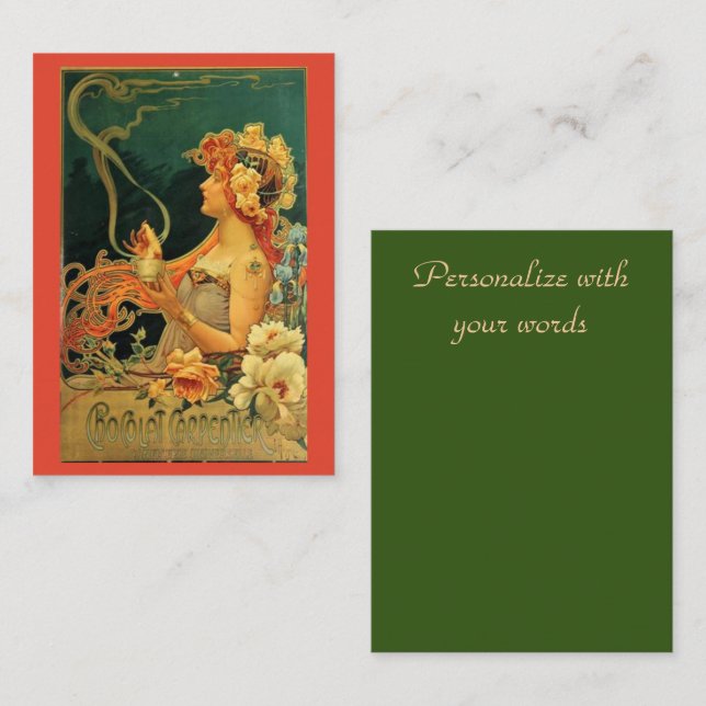 Art nouveau hot chocolate floral advertisement  card (Front/Back)