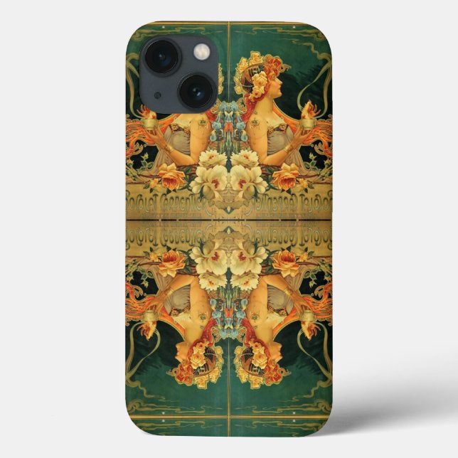 Art nouveau hot chocolate floral advertisement  Case-Mate iPhone case (Back)