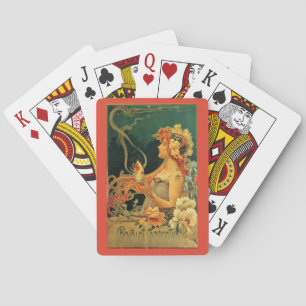 Art nouveau hot chocolate floral advertisement playing cards
