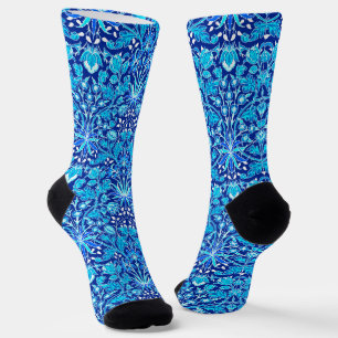 Art Nouveau Hyacinth Print,  Navy & Cobalt Blue Socks
